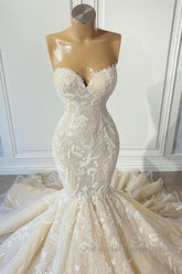 Ivory Sweetheart Strapless Long Mermaid Wedding Dresses